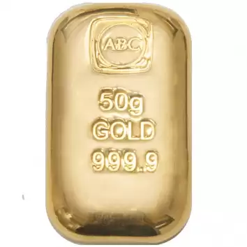 50g ABC Cast Gold Bar 9999 Purity
