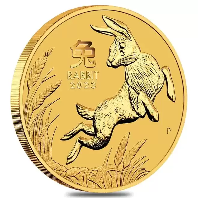  1/20oz Gold 2023 Perth Mint Lunar Rabbit 9999 Bullion Coin